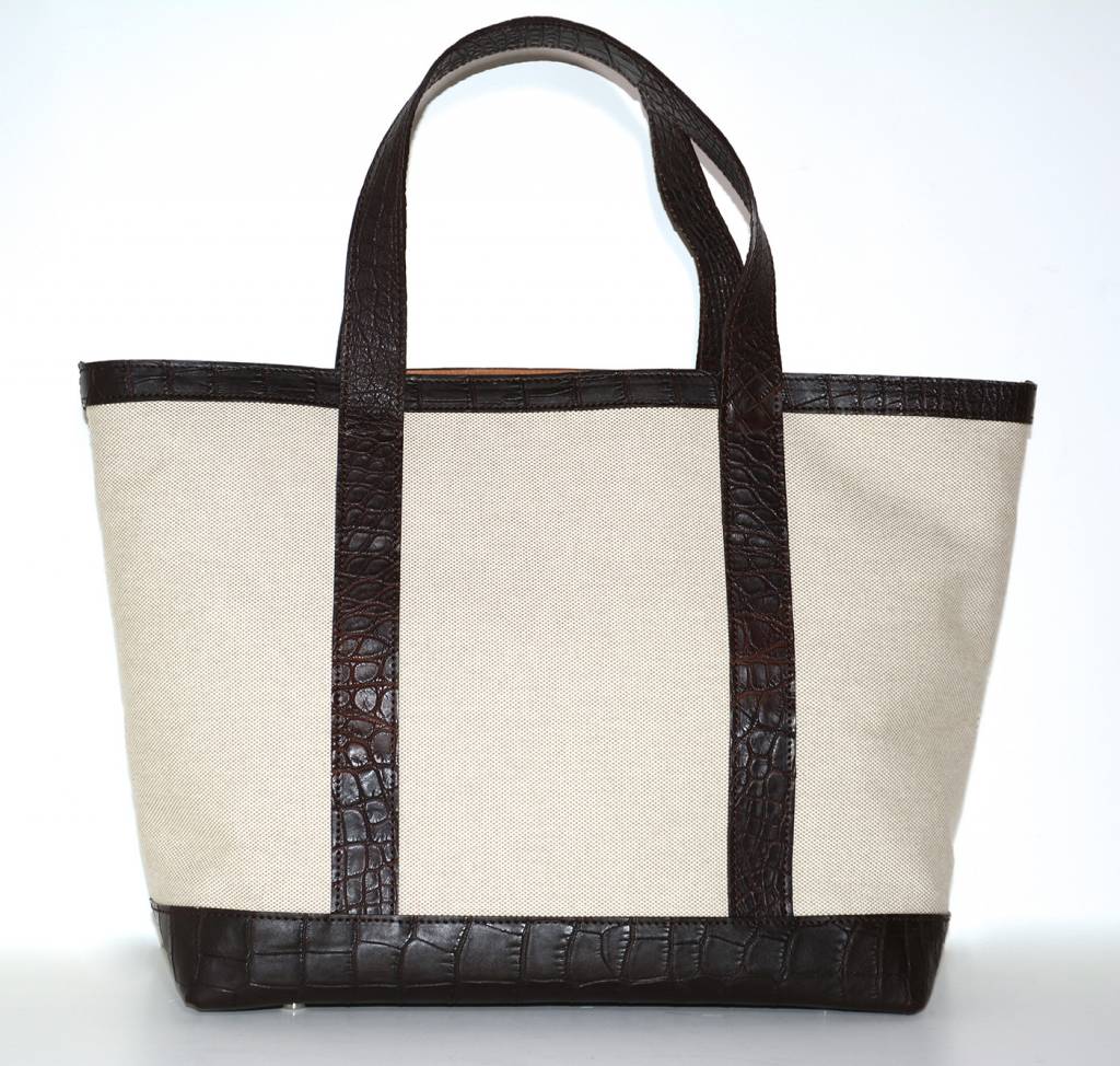 VANESSA NOEL MEDIUM TOTE LINEN/ALLIGATOR TMORO