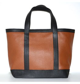 VANESSA NOEL LEATHER TOTE MEDIUM CUOIO 36/BLACK 00