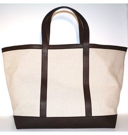 VANESSA NOEL LINEN & LEATHER TOTE LARGE NATURAL/TMORO 03