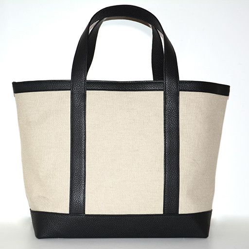 VANESSA NOEL LINEN & LEATHER TOTE MEDIUM NATURAL/BLACK 00