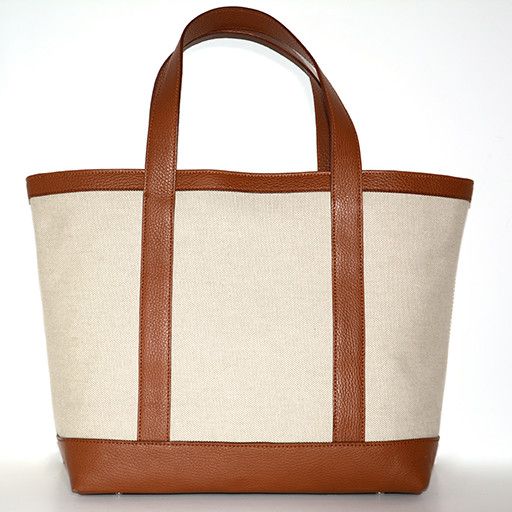 VANESSA NOEL LINEN & LEATHER TOTE MEDIUM NATURAL/CUOIO 35