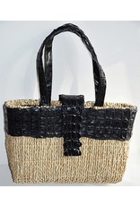 VANESSA NOEL LARGE TOTE RAFFIA/ALLIGATOR BLACK