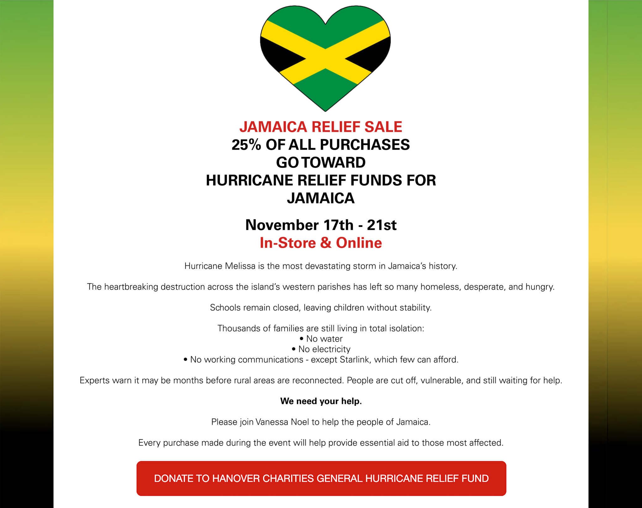 Jamaica Relief Sale