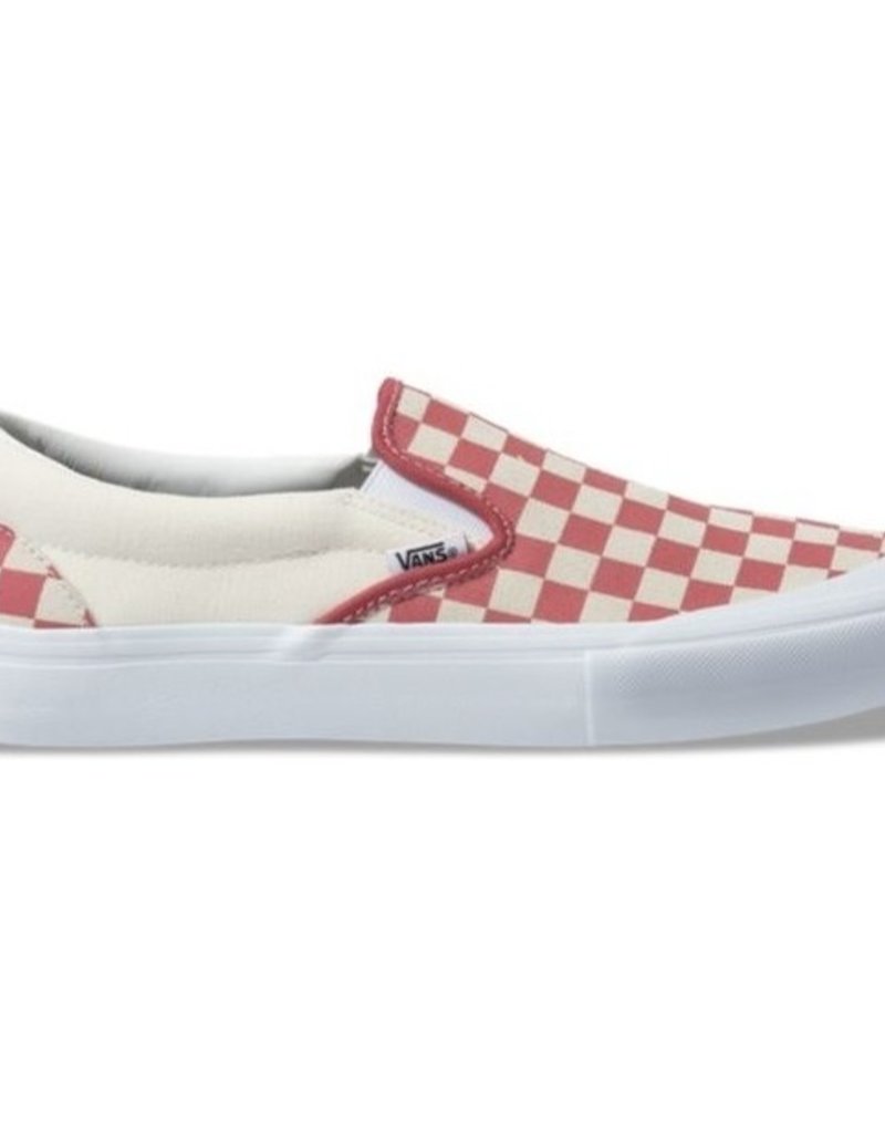 vans red white checkerboard slip on