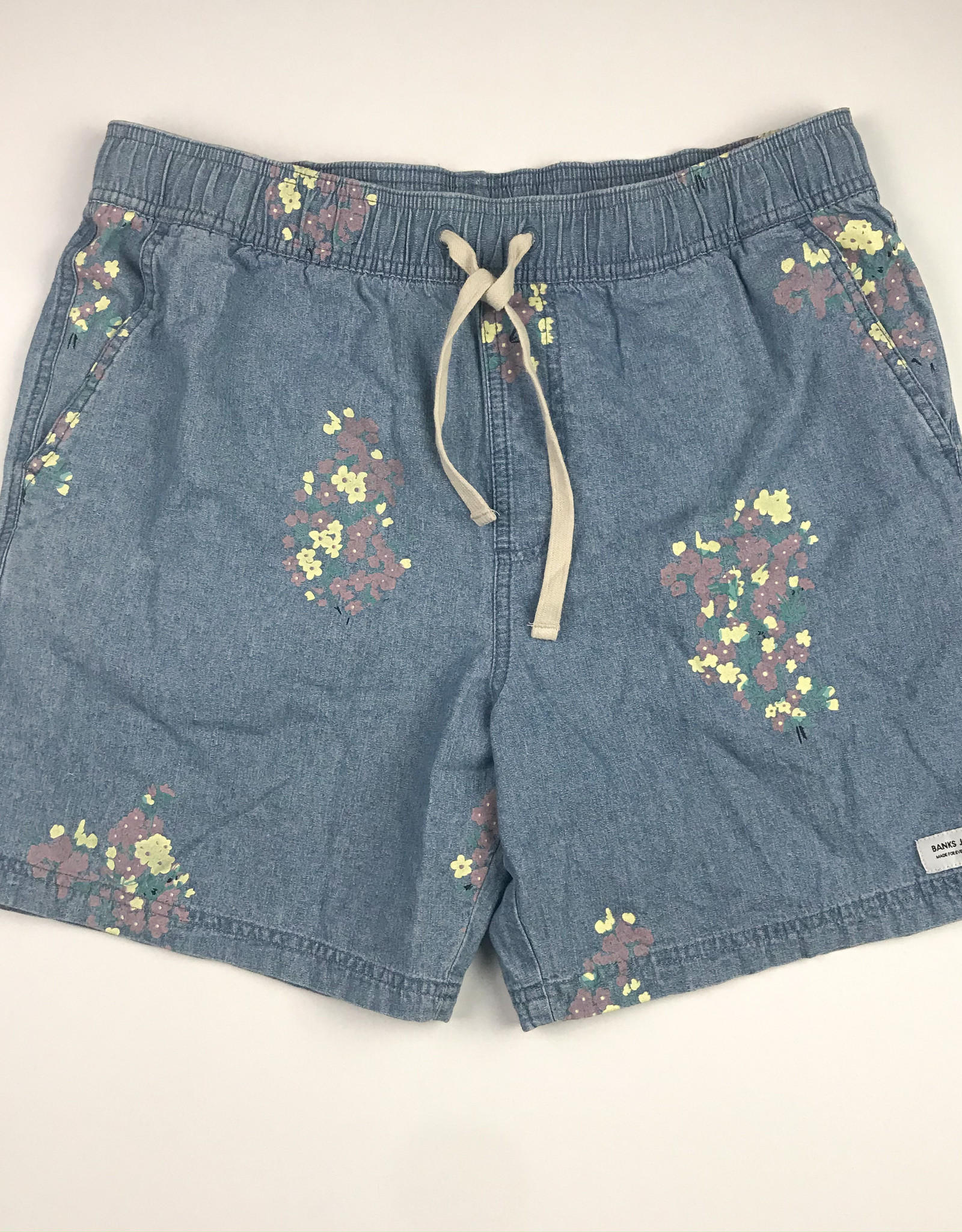 BANKS JOURNAL BANKS JOURNAL FLOWERLY CHAMBRAY ELASTIC WALKSHORT - GLACIER BLUE