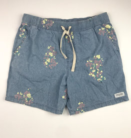 BANKS JOURNAL BANKS JOURNAL FLOWERLY CHAMBRAY ELASTIC WALKSHORT - GLACIER BLUE