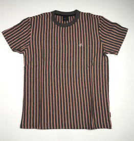 HUF OVERDYED VERT STRIPE S/S TEE - CORAL PINK