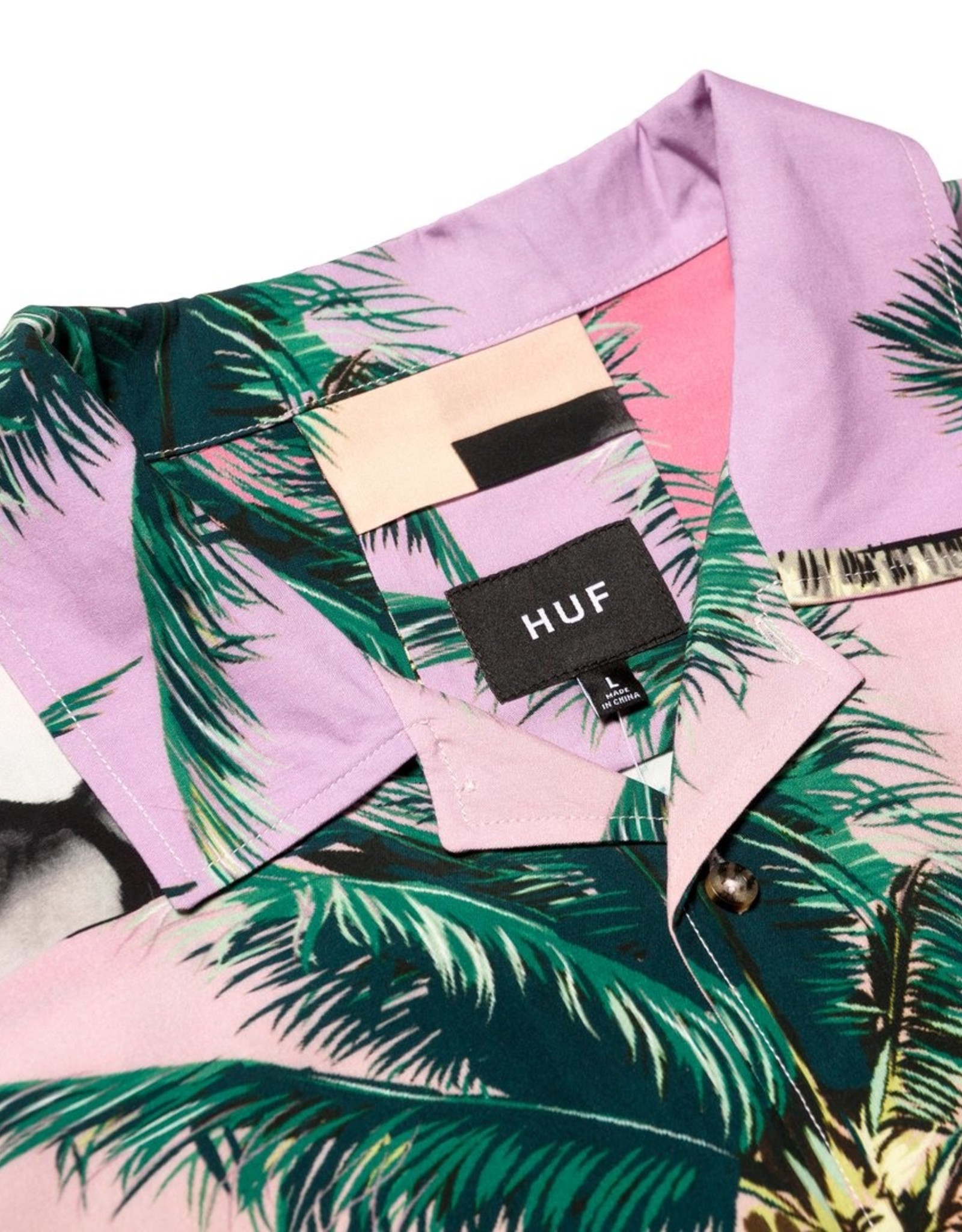 HUF MOLLY RESORT S/S BUTTON - CORAL PINK