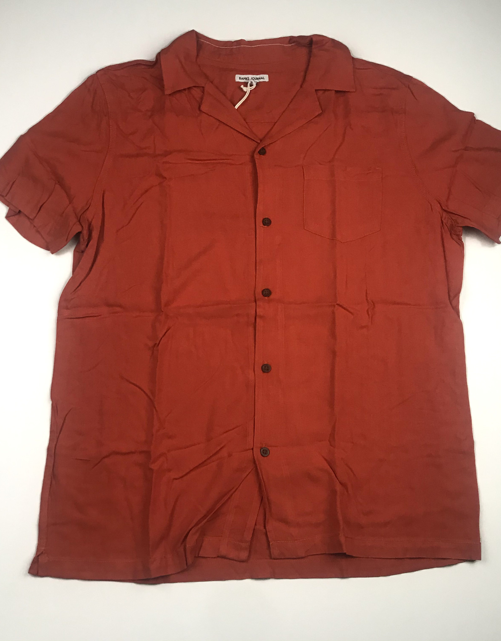 BANKS JOURNAL BANKS NASHUA S/S BUTTON - BURNT ORANGE