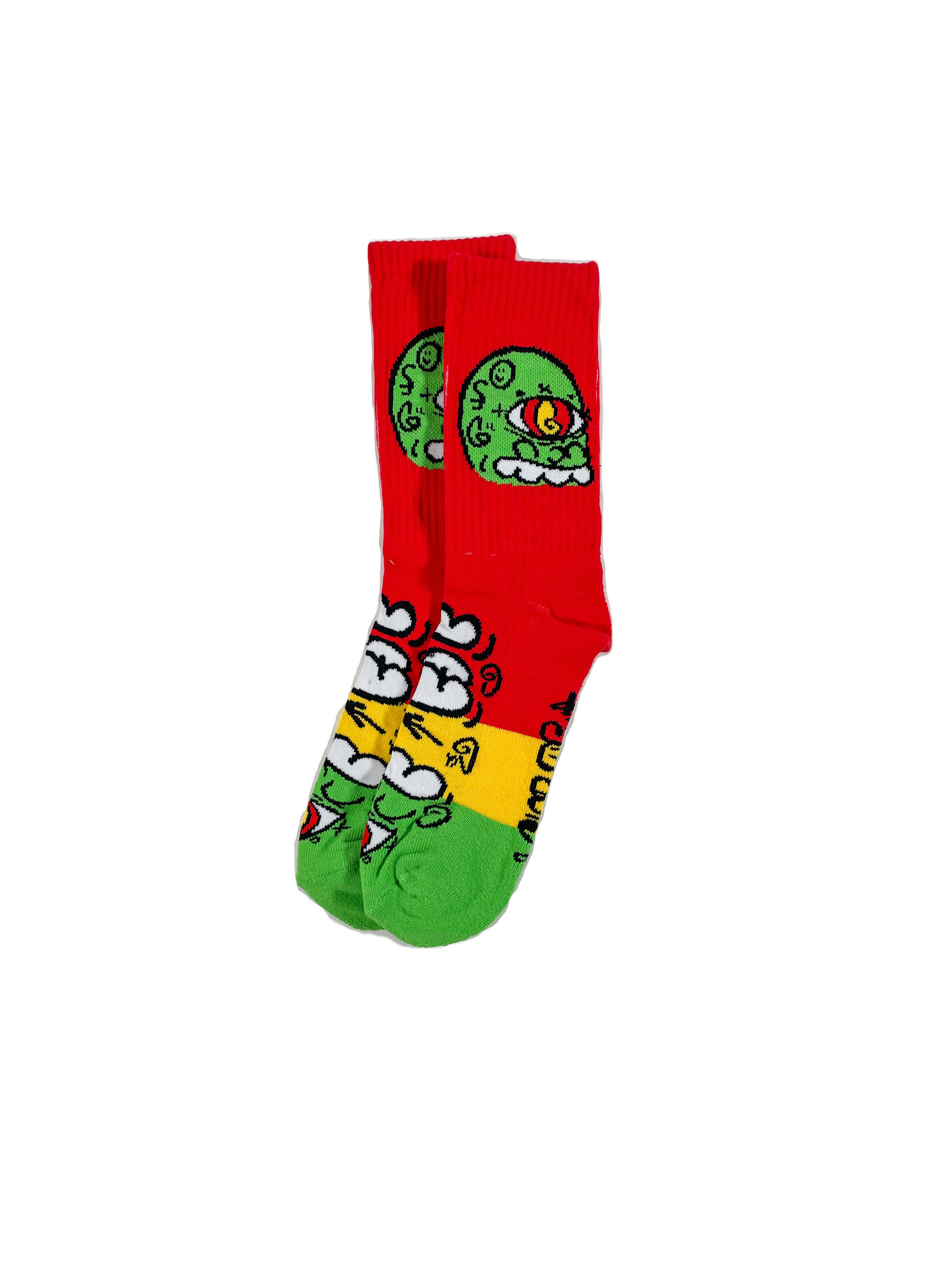 GLABOE STONER SOCKS - RED/YELLOW/GREEN - KINGSWELL - Los Feliz