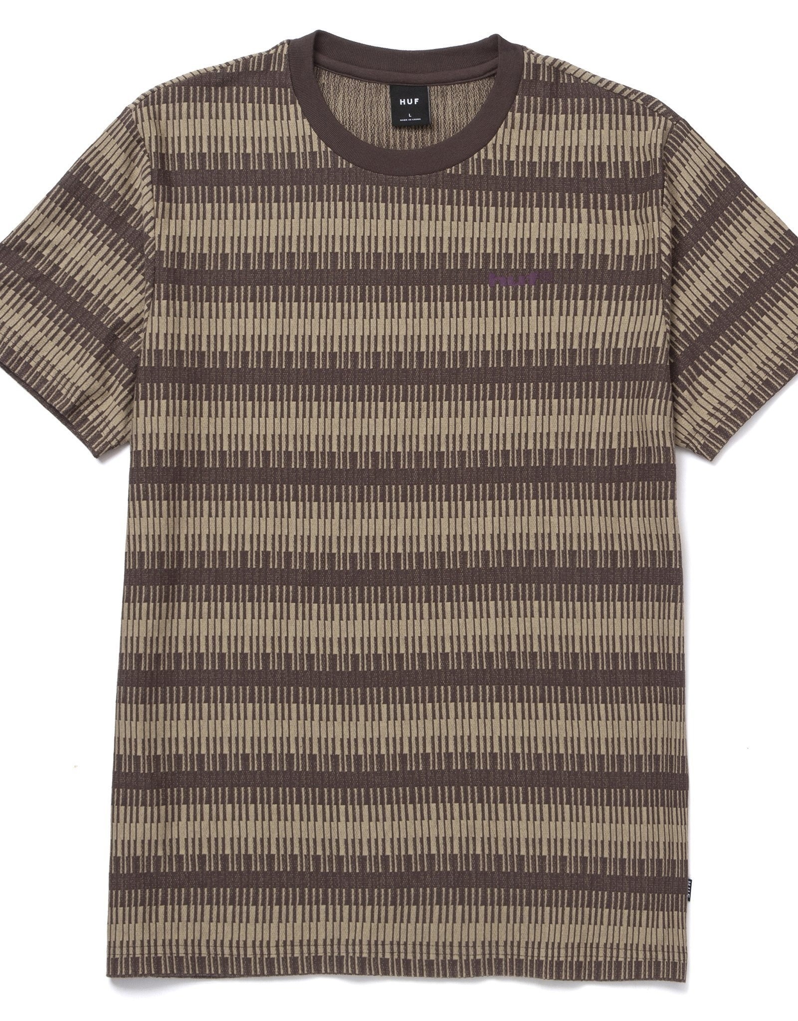 HUF SYNTHETIC STRIPE S/S KNIT TOP - CHOCOLATE BROWN
