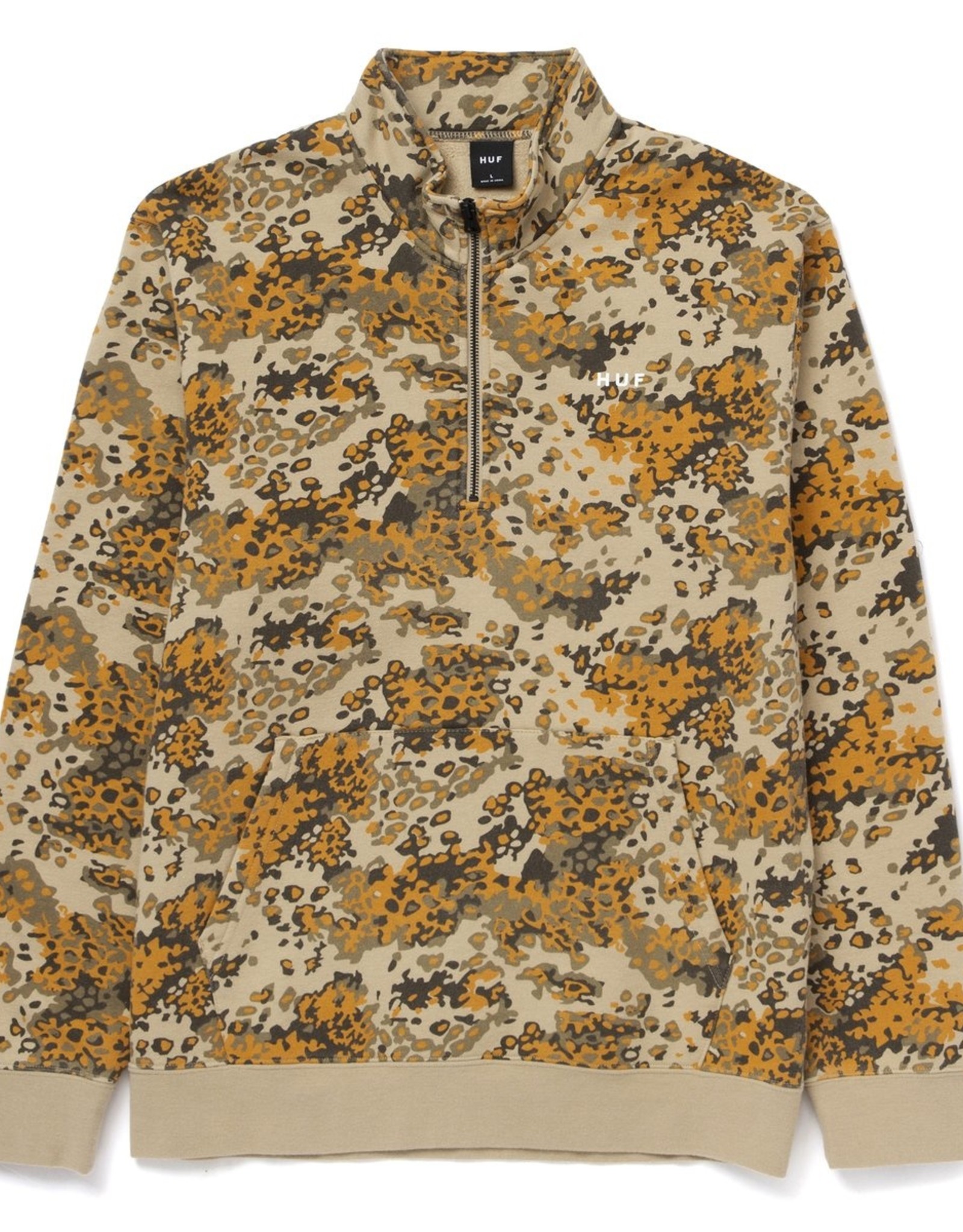 HUF CONTRA 1/4 ZIP FLEECE - TAN CAMO