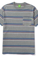 HUF BOLINAS STRIPE S/S POCKET TEE - GREY HEATHER