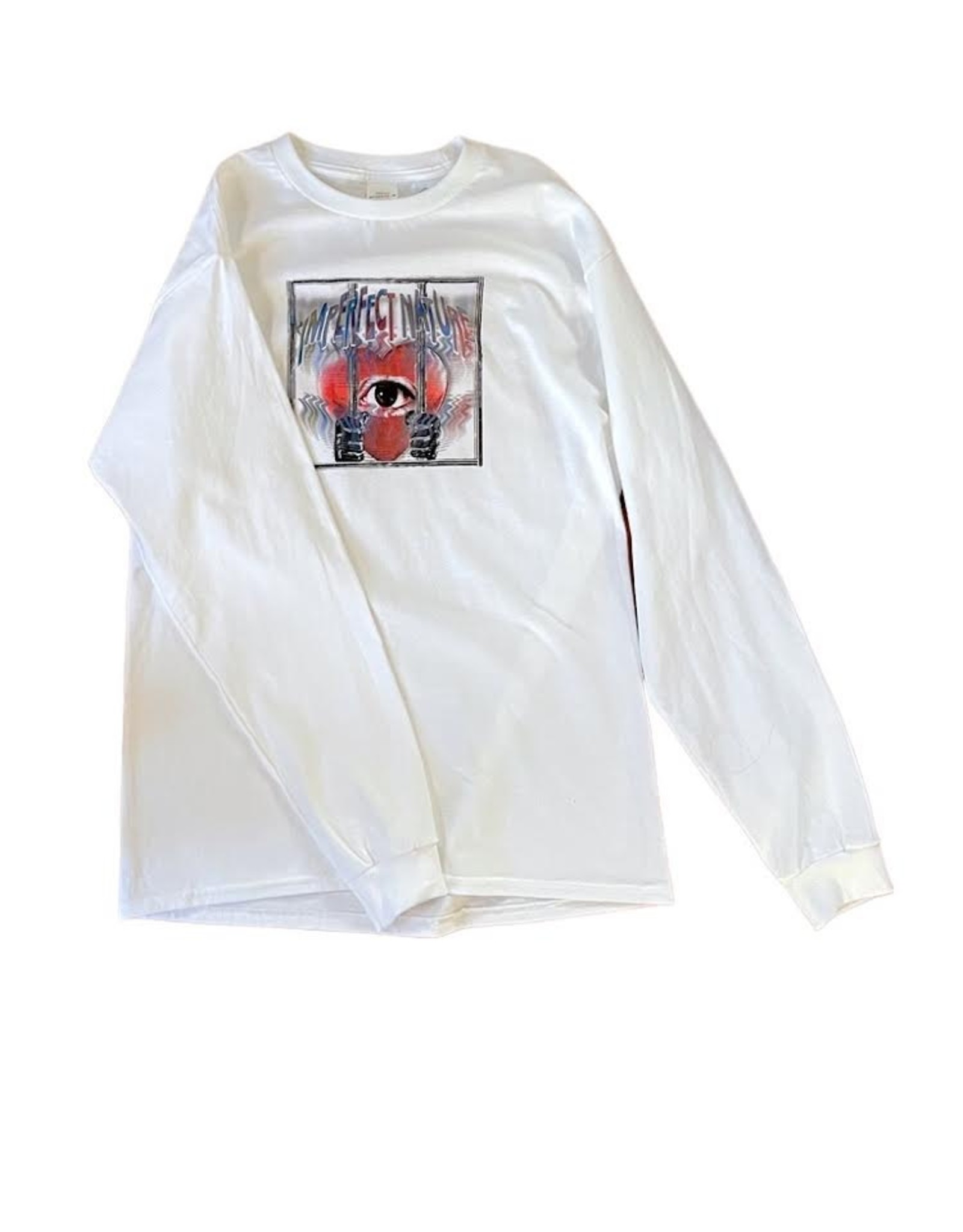 RATHER BE RAW IMPERFECT NATURE JAIL HEART L/S TEE - WHITE