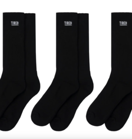 TIRED SKATEBOARDS TIRED OG LOGO CREW SOCK 3 PK - BLACK