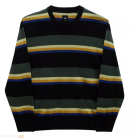 VANS VANS TACUBA STRIPE CREW SWEATER BLACK/DEEP FOREST