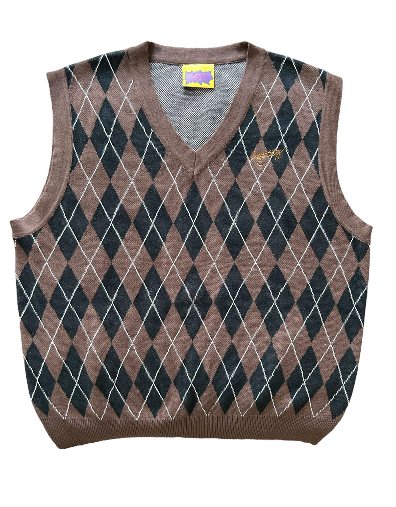 LOOSEY LOOSEY ARGYLE VEST - BROWN