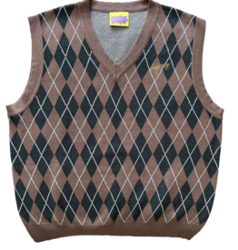 LOOSEY LOOSEY ARGYLE VEST - BROWN