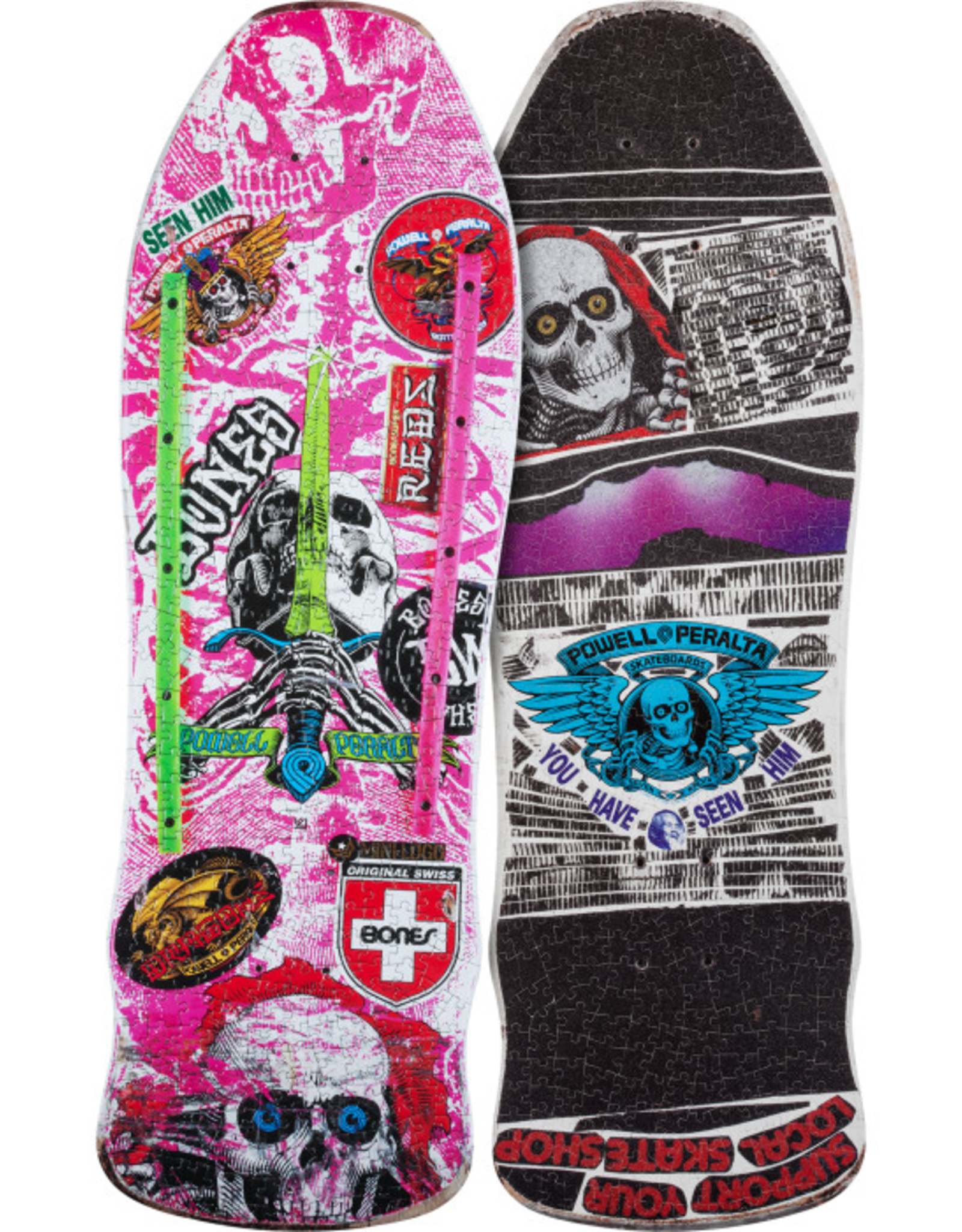POWELL PERALTA SKULL AND SWORD PUZZLE - HOT PINK