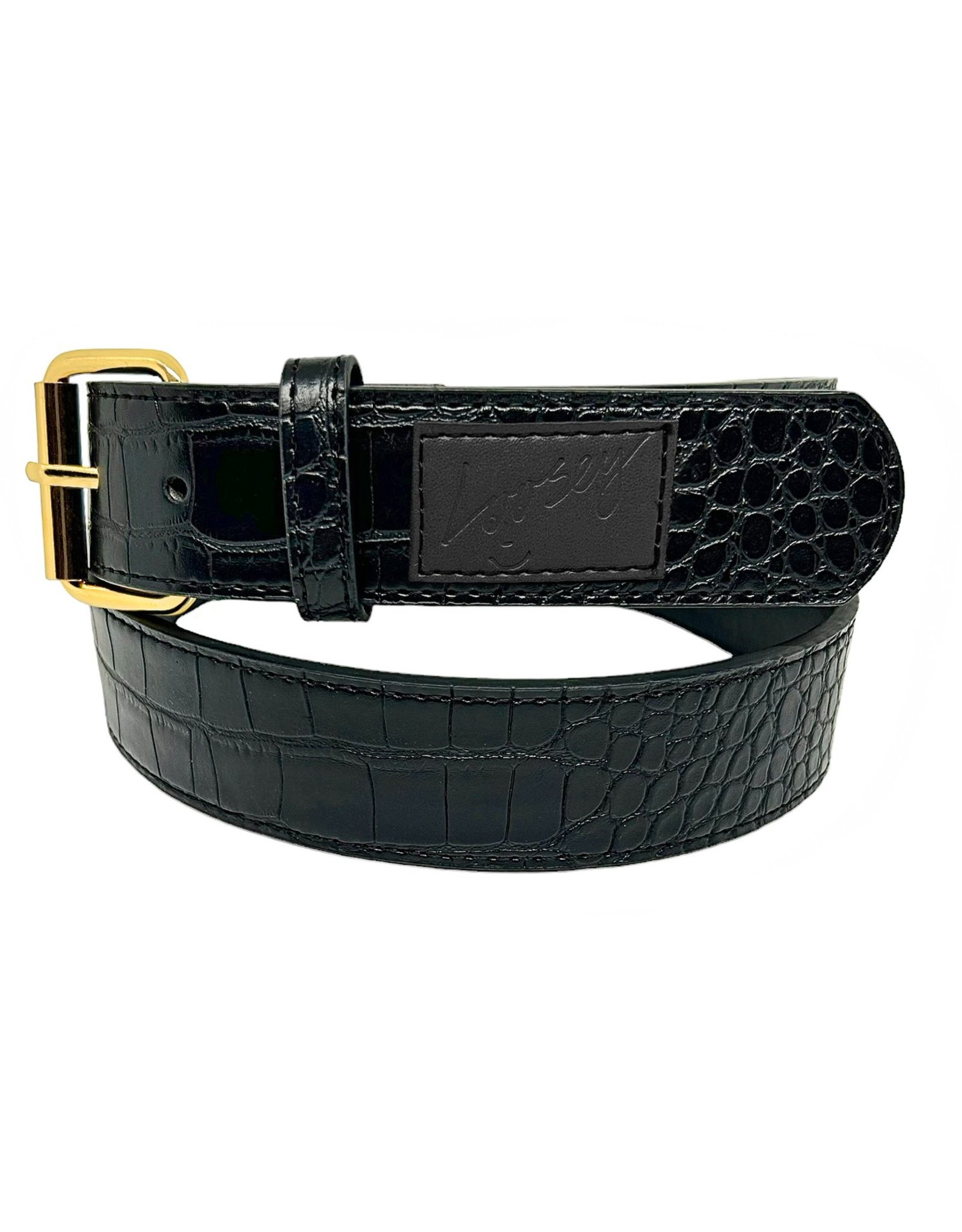 LOOSEY LOOSEY CROC SKIN BELT - BLACK