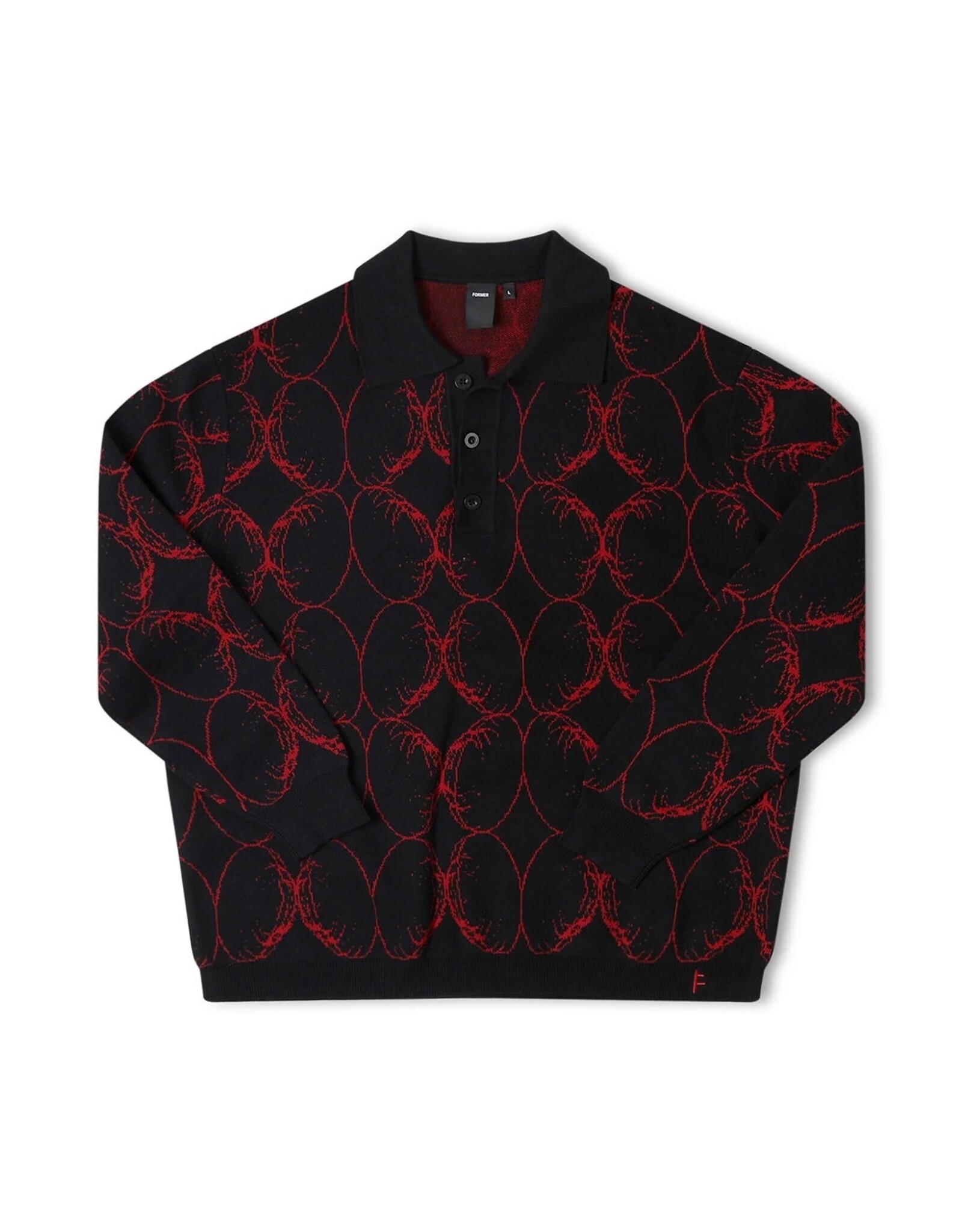 FORMER FORMER COIL KNIT L/S POLO - BLACK BLOOD