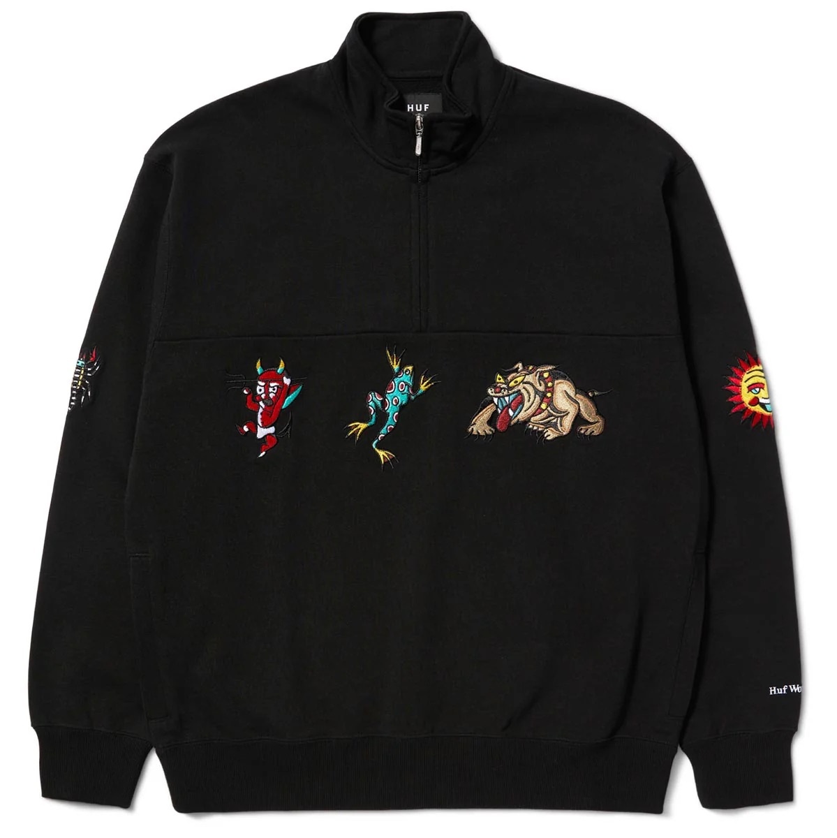 HUF BLEDSOE QUARTER ZIP FLEECE BLACK KINGSWELL Los Feliz