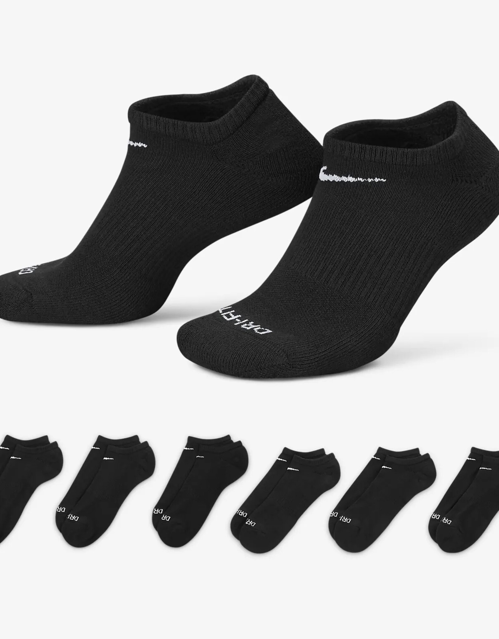 NIKE NIKE EVERYDAY PLUS CUSHIONED NO SHOW SOCK 6 PACK  - BLACK