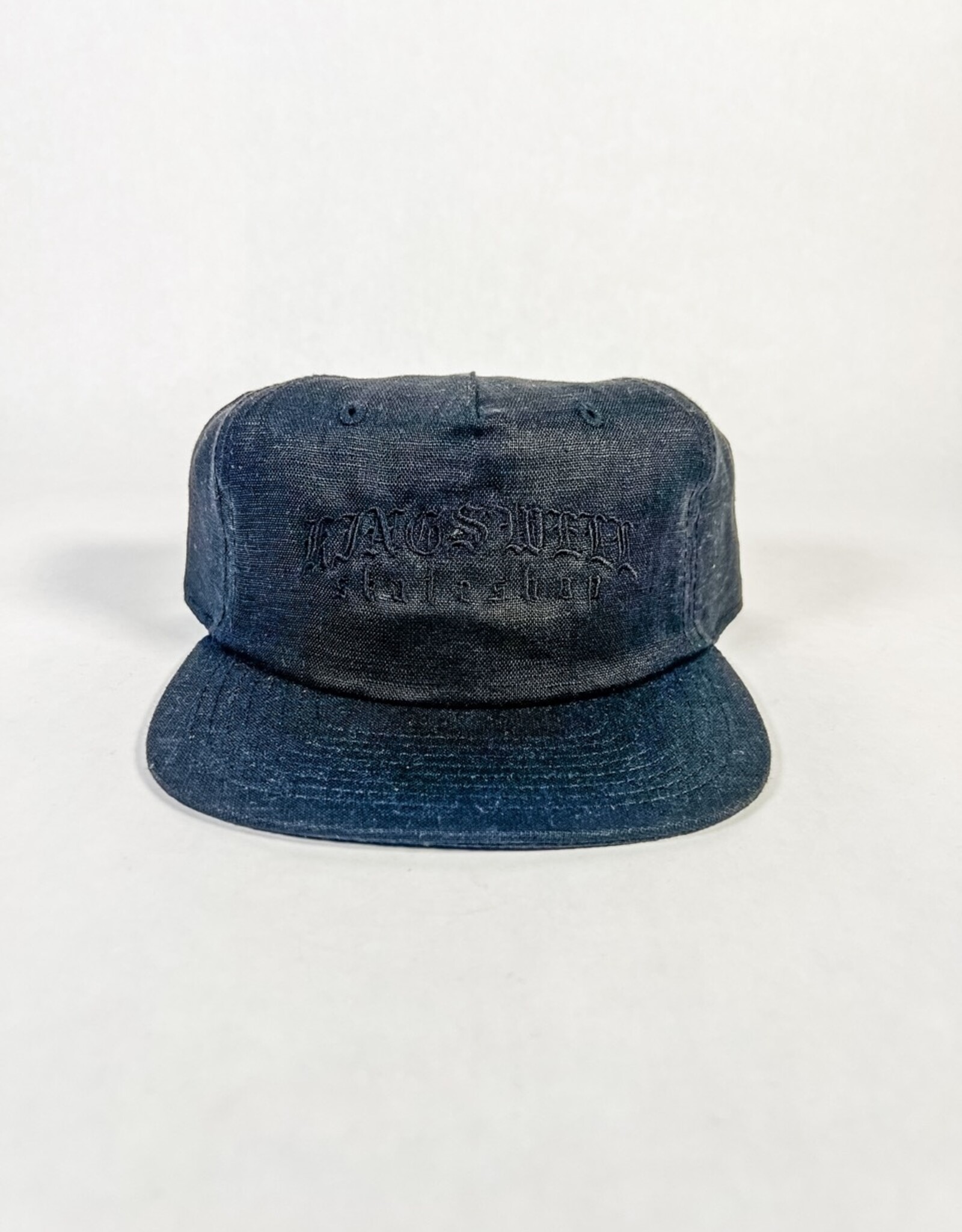 KINGSWELL KINGSWELL MEZA SCRIPT LINEN HAT - TONAL BLACK