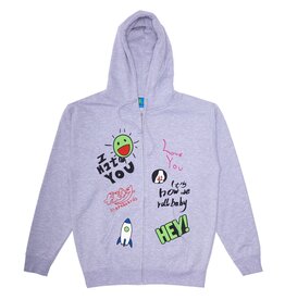 FROG FROG LOVE/HATE ZIP HOOD - ASH