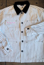 KINGSWELL KINGSWELL STRIPED CHORE COAT - WHITE/BLACK