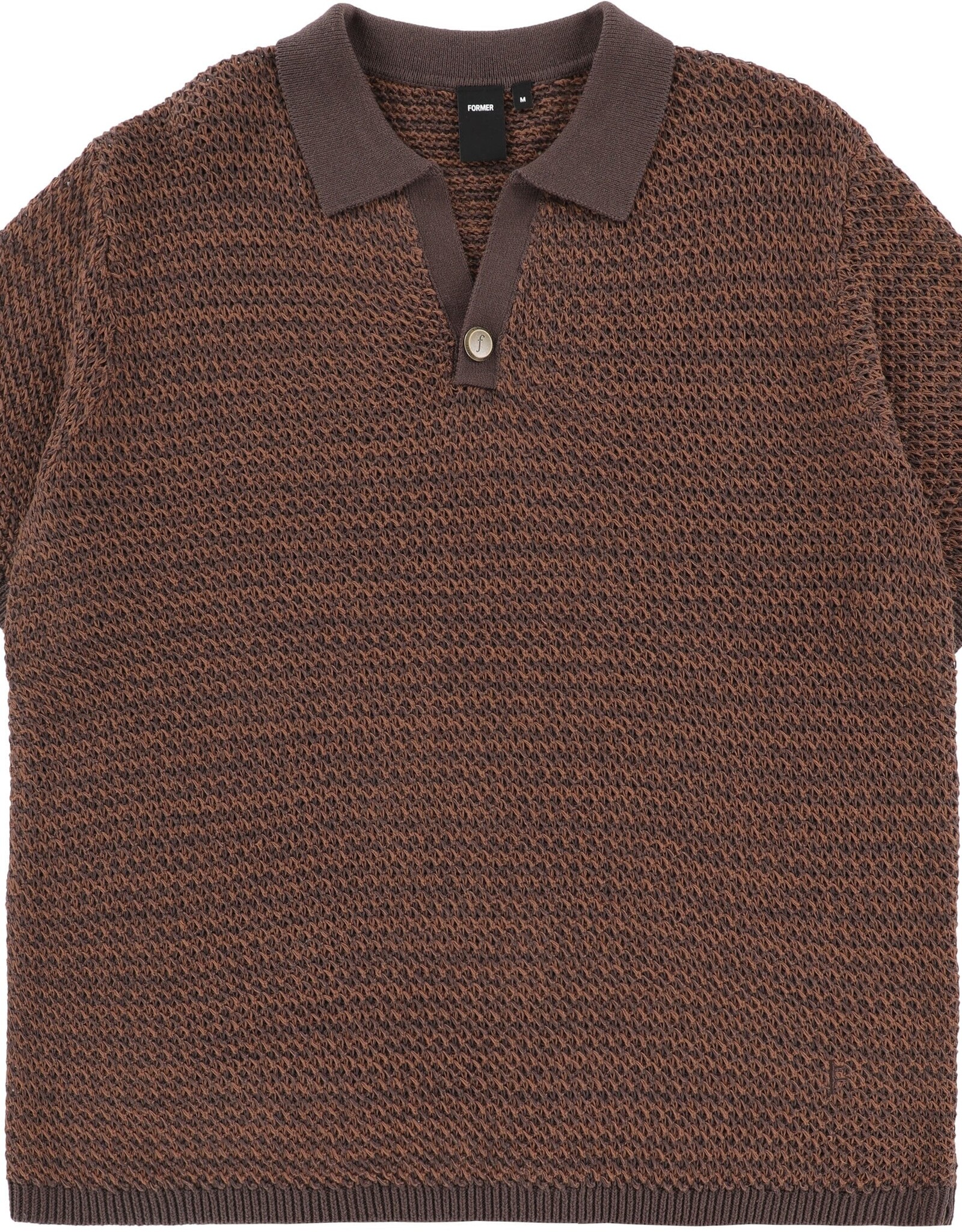 FORMER FORMER AG OPEN COLLAR KNIT POLO - COPPER