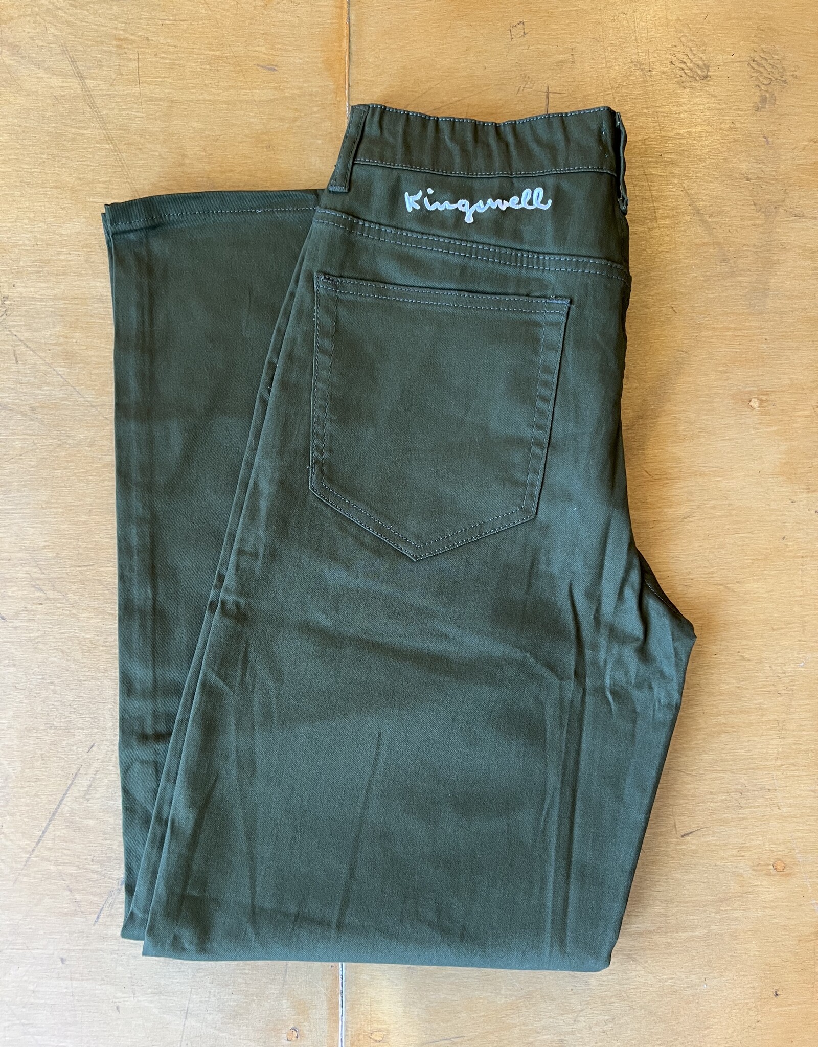 KINGSWELL KINGSWELL MOUSE SCRIPT CHINO PANTS - OLIVE GREEN