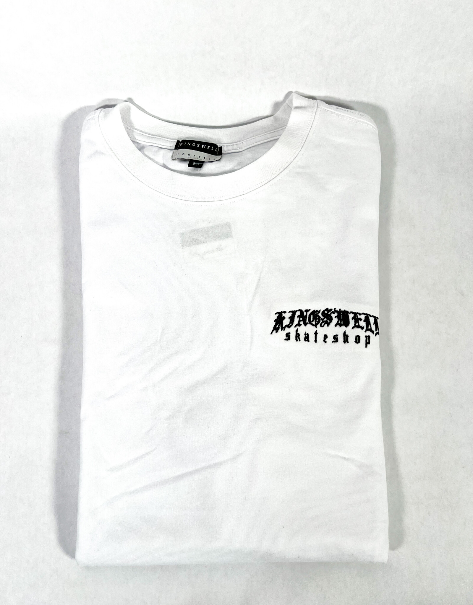 KINGSWELL KINGSWELL MEZA SCRIPT SKATESHOP TEE - WHITE