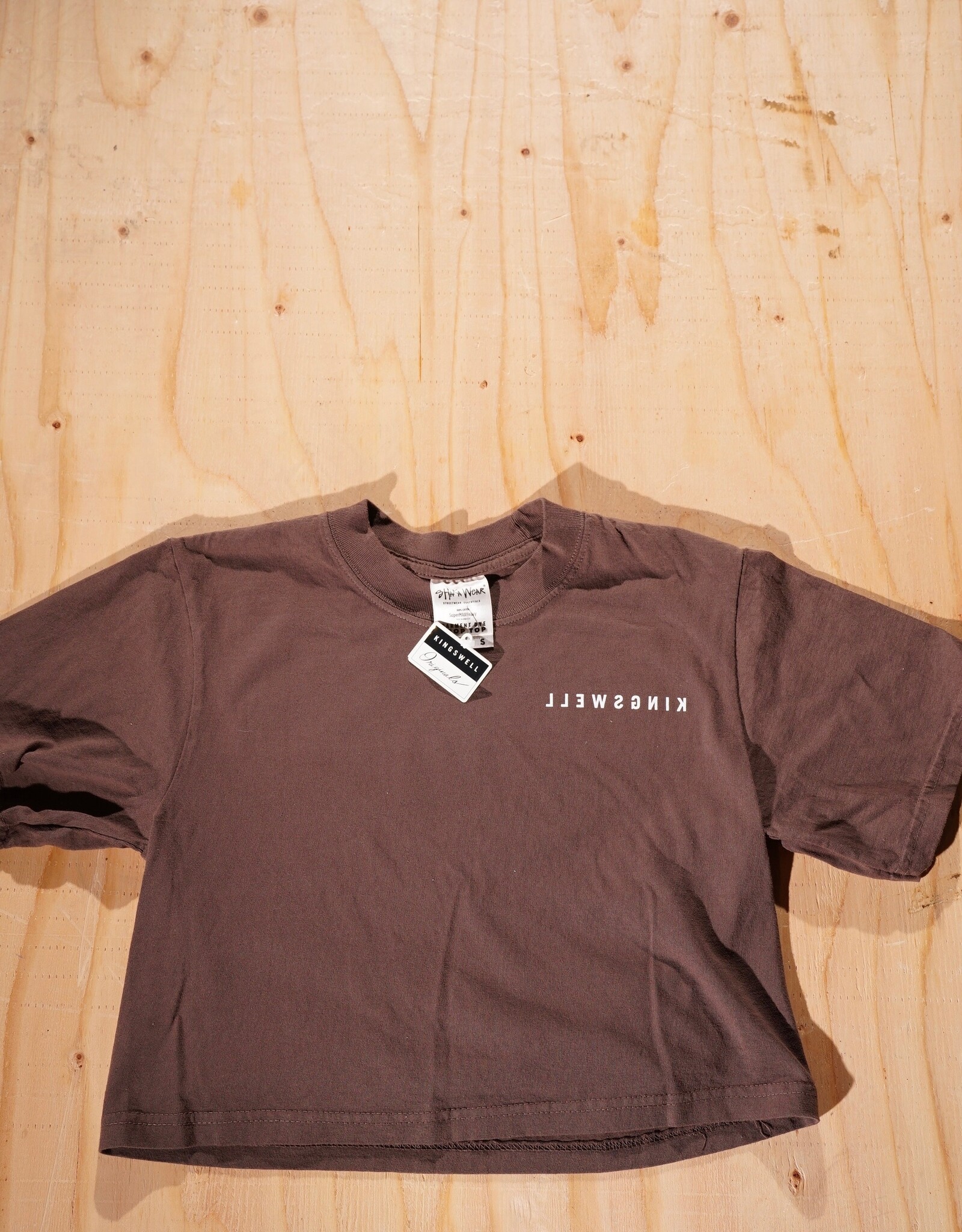 KINGSWELL KINGSWELL NOB HILL CROP TOP - BROWN