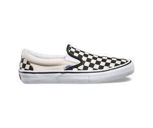 black and white check slip on vans