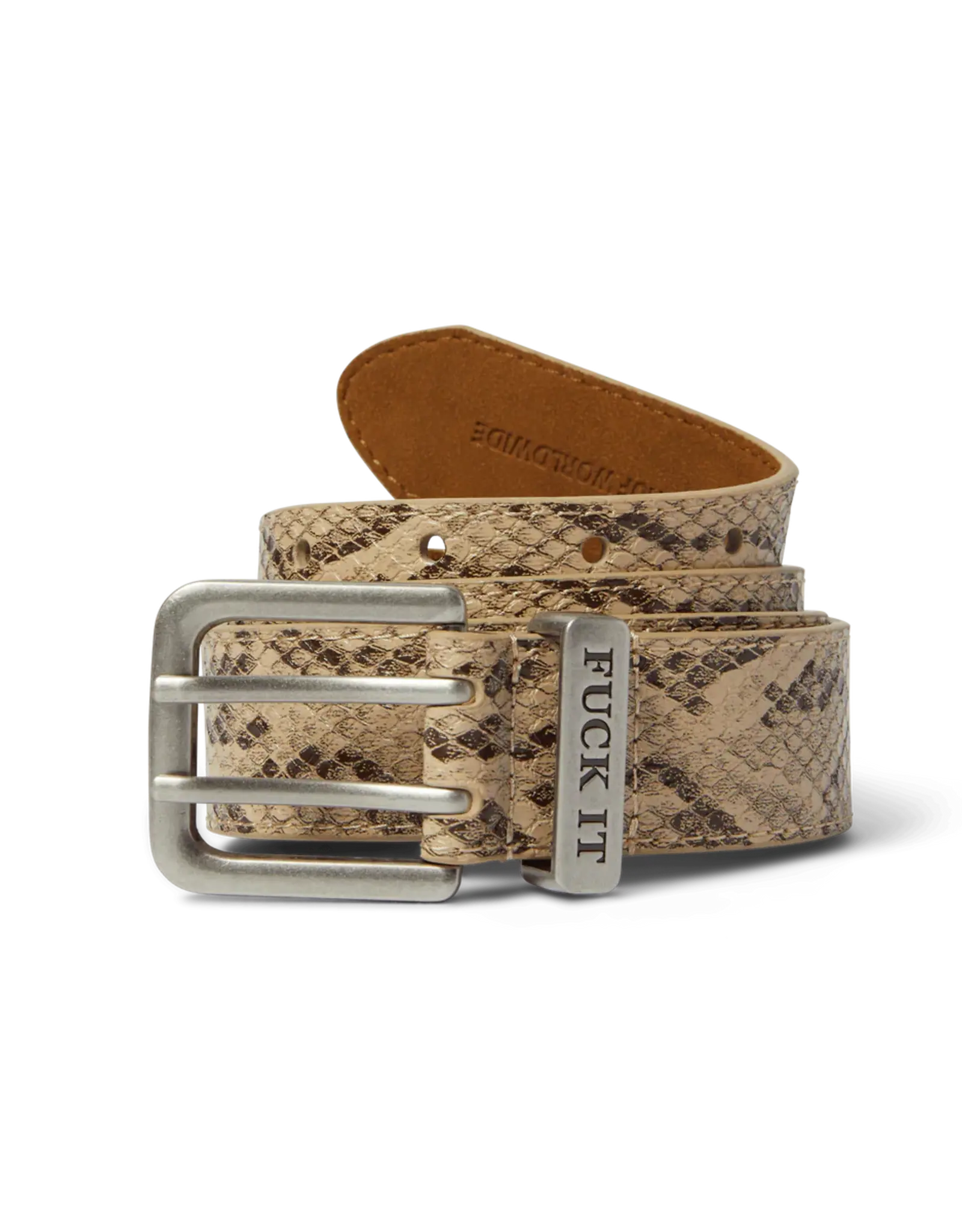 Fuck It Snakeskin Belt - Brown L/XL