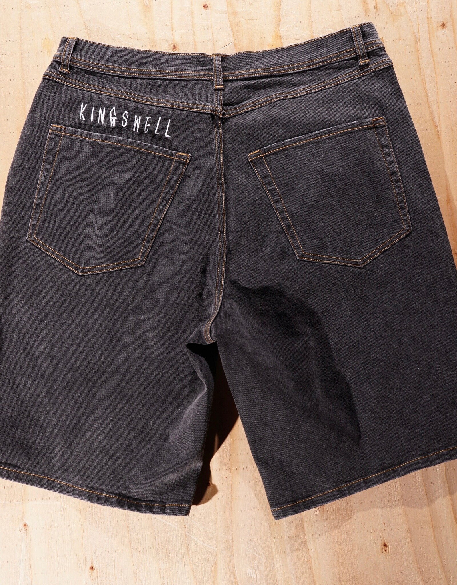 KINGSWELL Loose Fit Denim Shorts - Black
