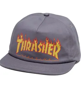 THRASHER Printed Flame Snapback Hat - Grey