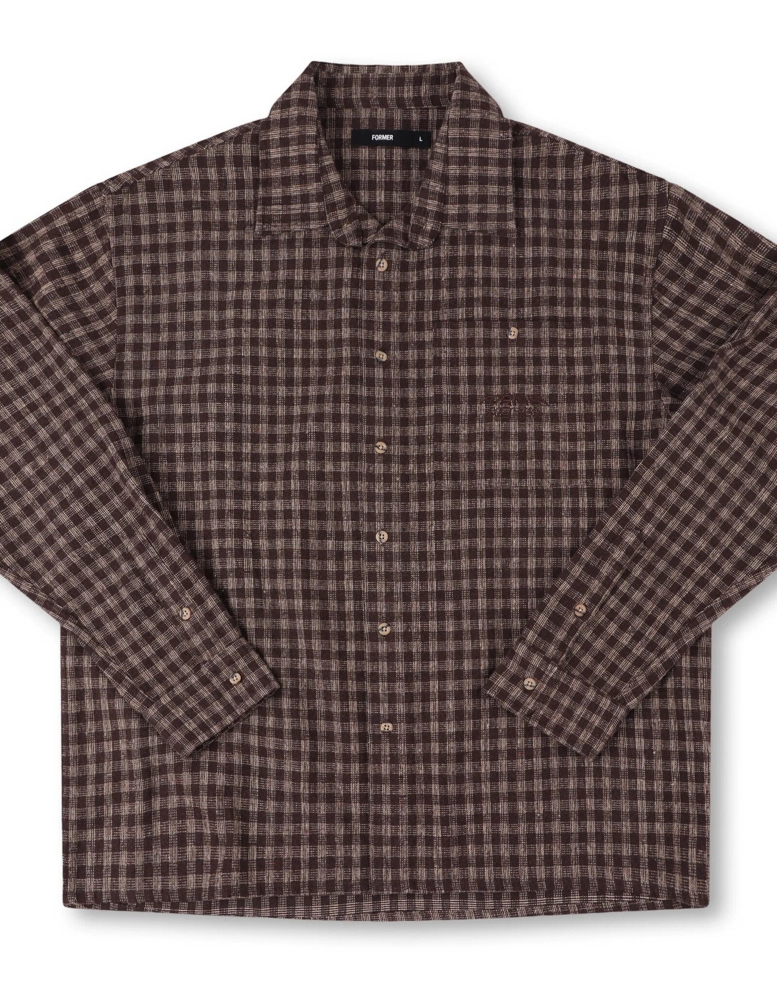 FORMER Marquee Flannel L/S Button Down Shirt - Brown