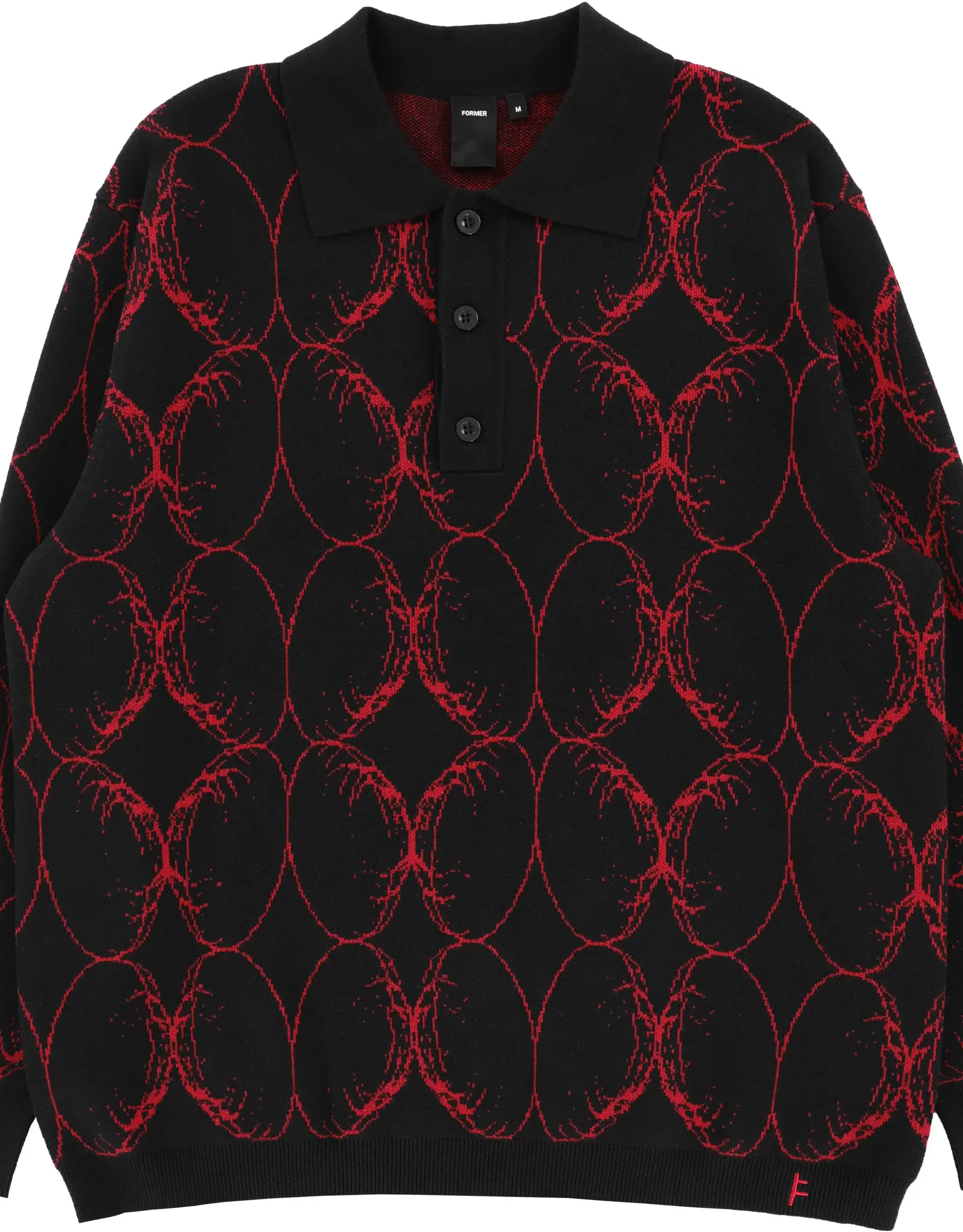 FORMER FORMER COIL KNIT L/S POLO - BLACK BLOOD