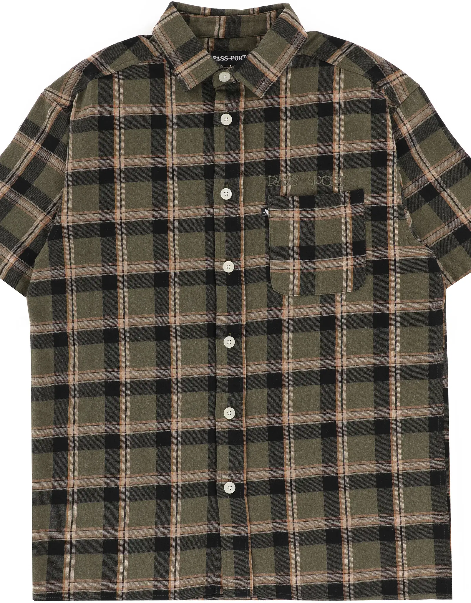 PASSPORT Stern Logo Workers Check Shirt - Moss
