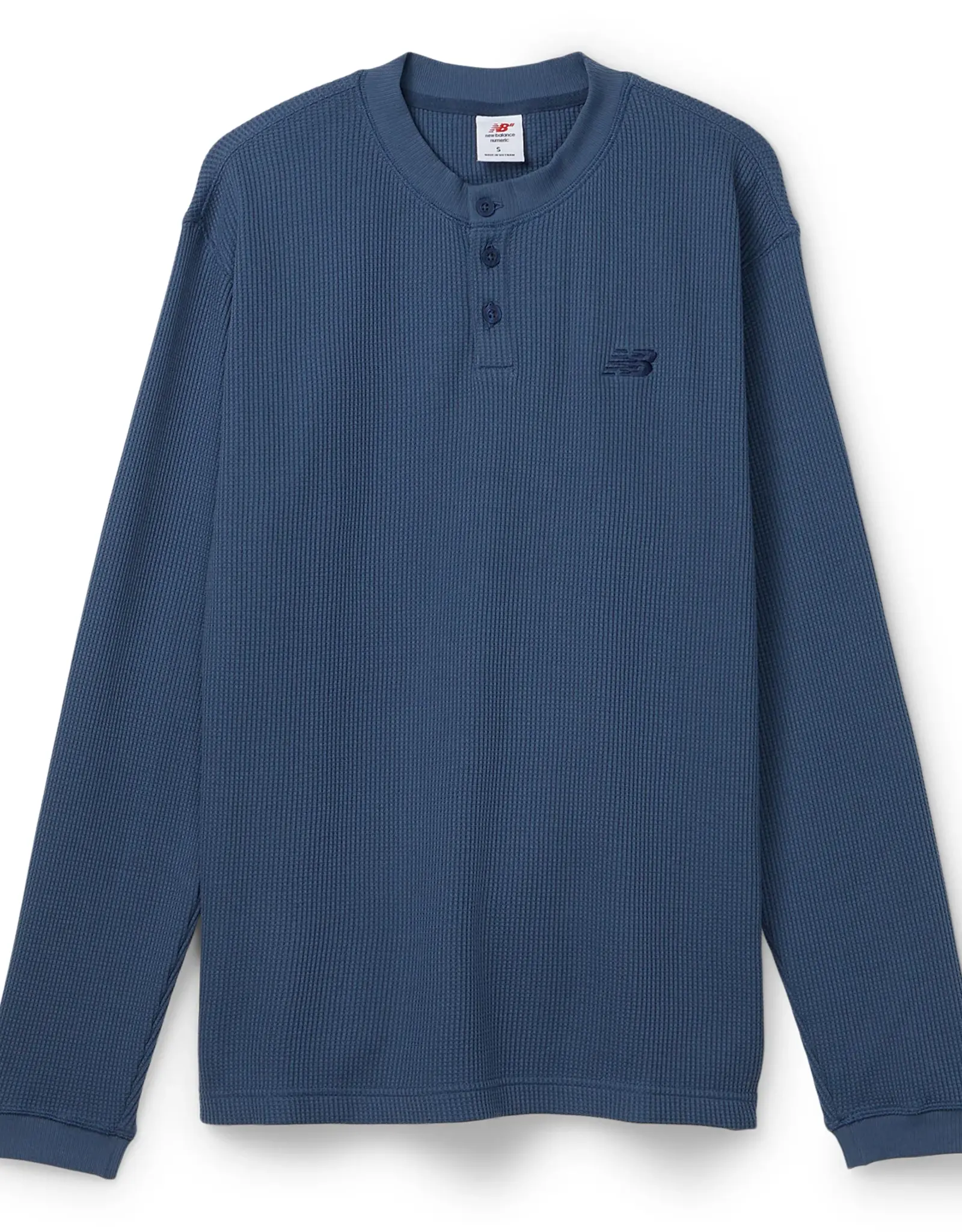 NEW BALANCE Numeric Waffle Knit Long Sleeve Henley - Vintage Indigo