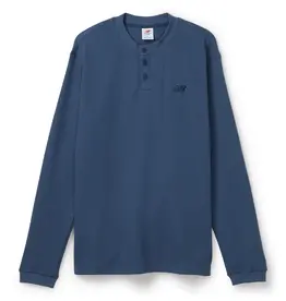 NEW BALANCE Numeric Waffle Knit Long Sleeve Henley - Vintage Indigo