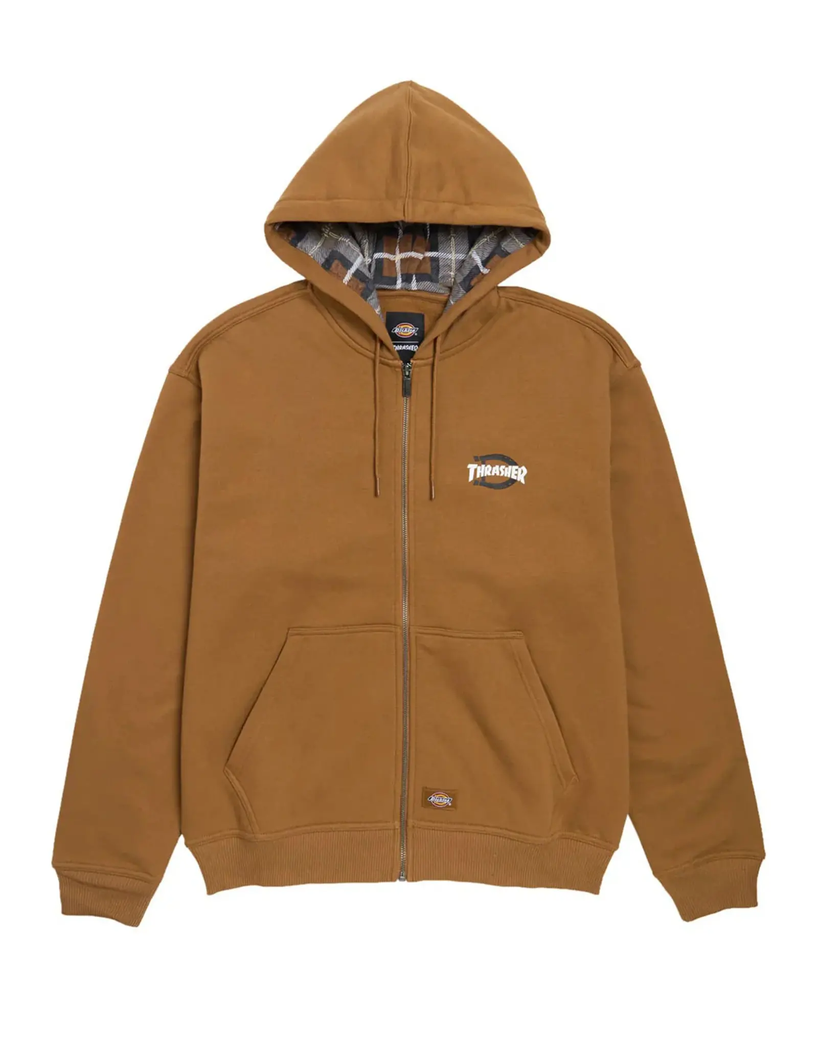 DICKIES Thrasher X Dickies Zip Through Hoodie - Duck Brown