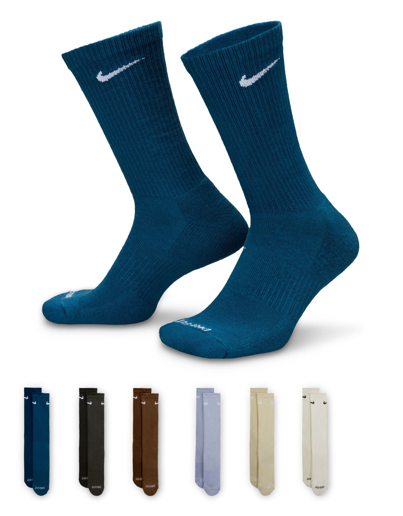 NIKE Everyday Plus Cushioned Training Crew Socks 6 Pack - Blue Multi