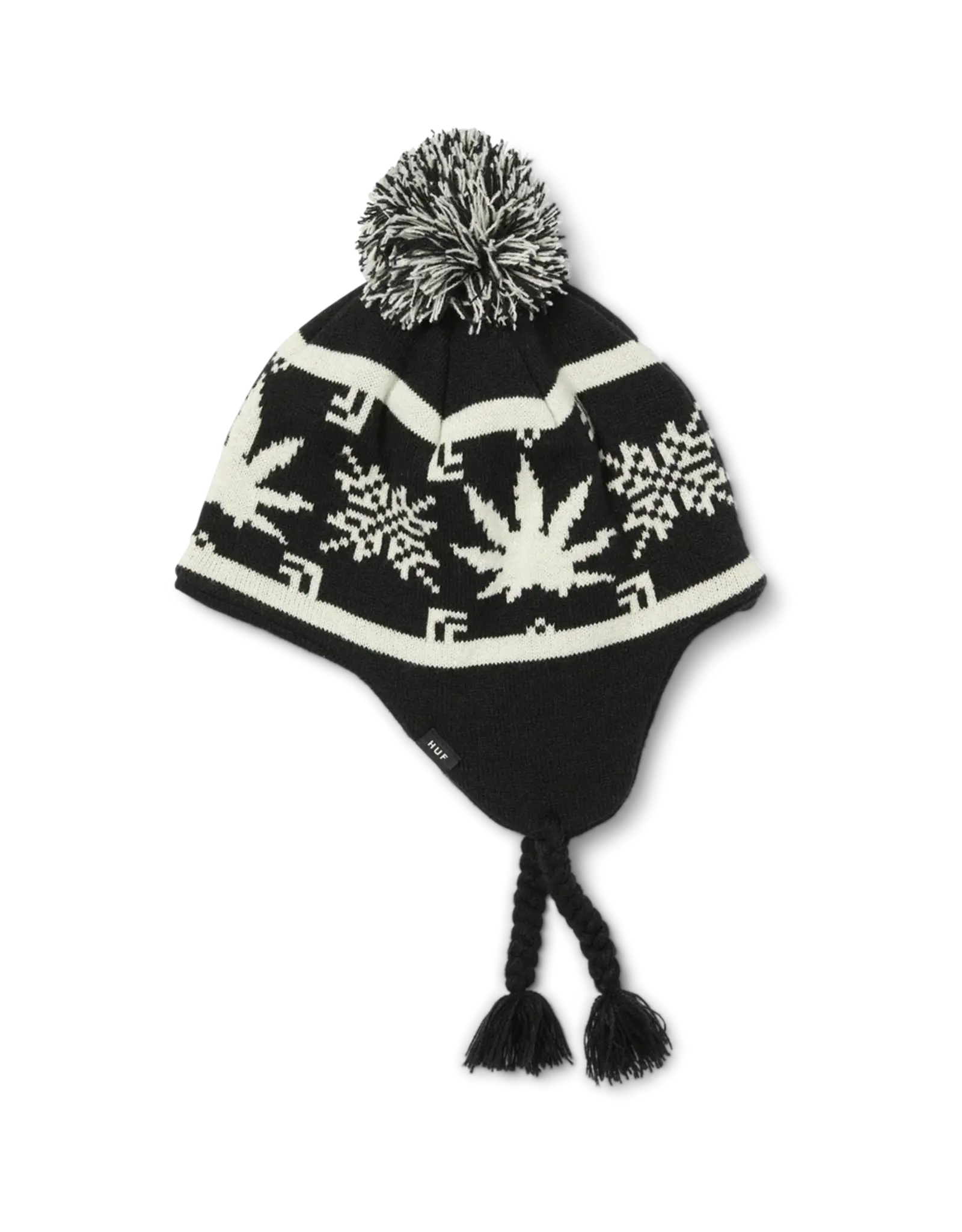 Arctic Plant Life Braided Beanie - Black