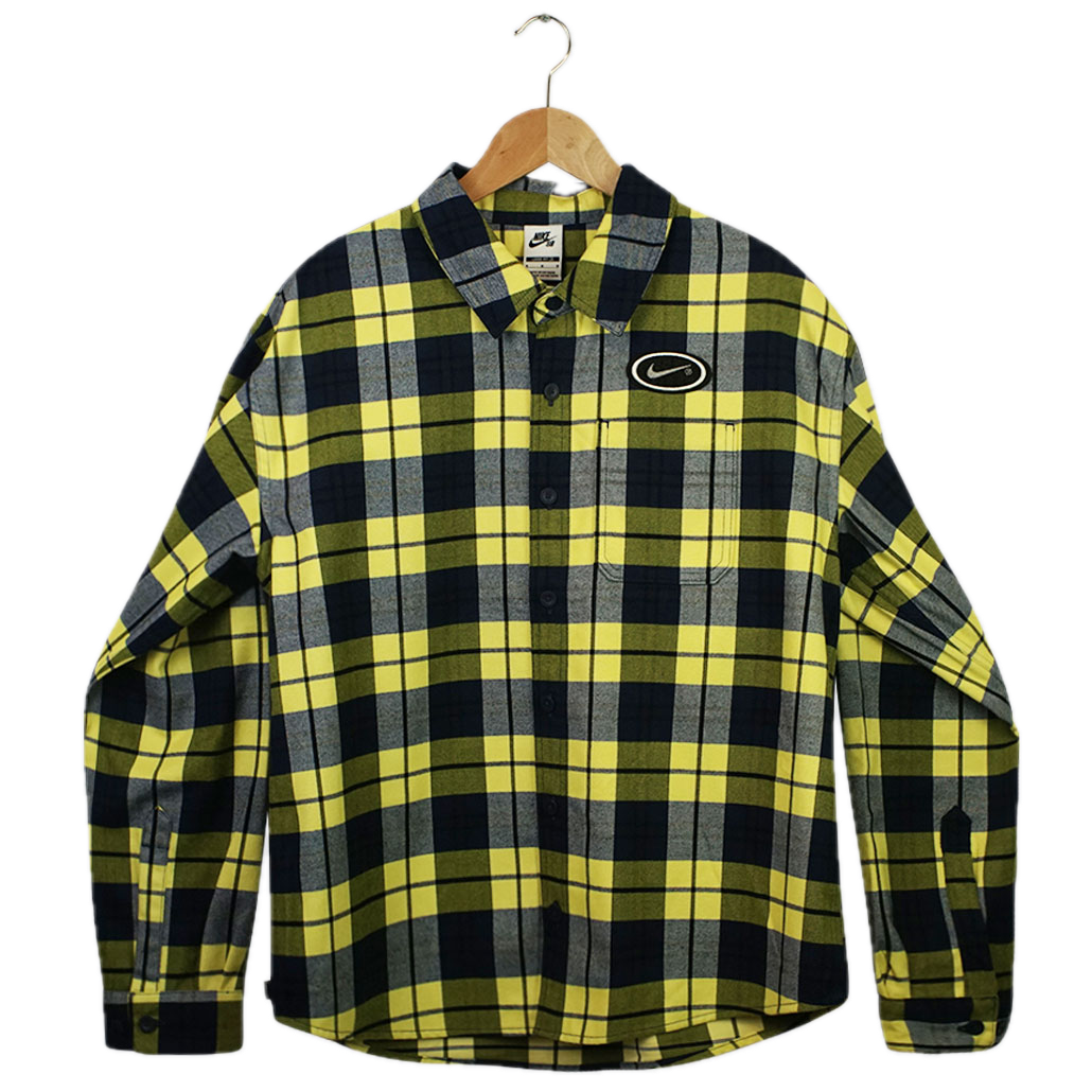 SB x Eric Koston Skate Flannel - Midnight Navy / Speed Yellow