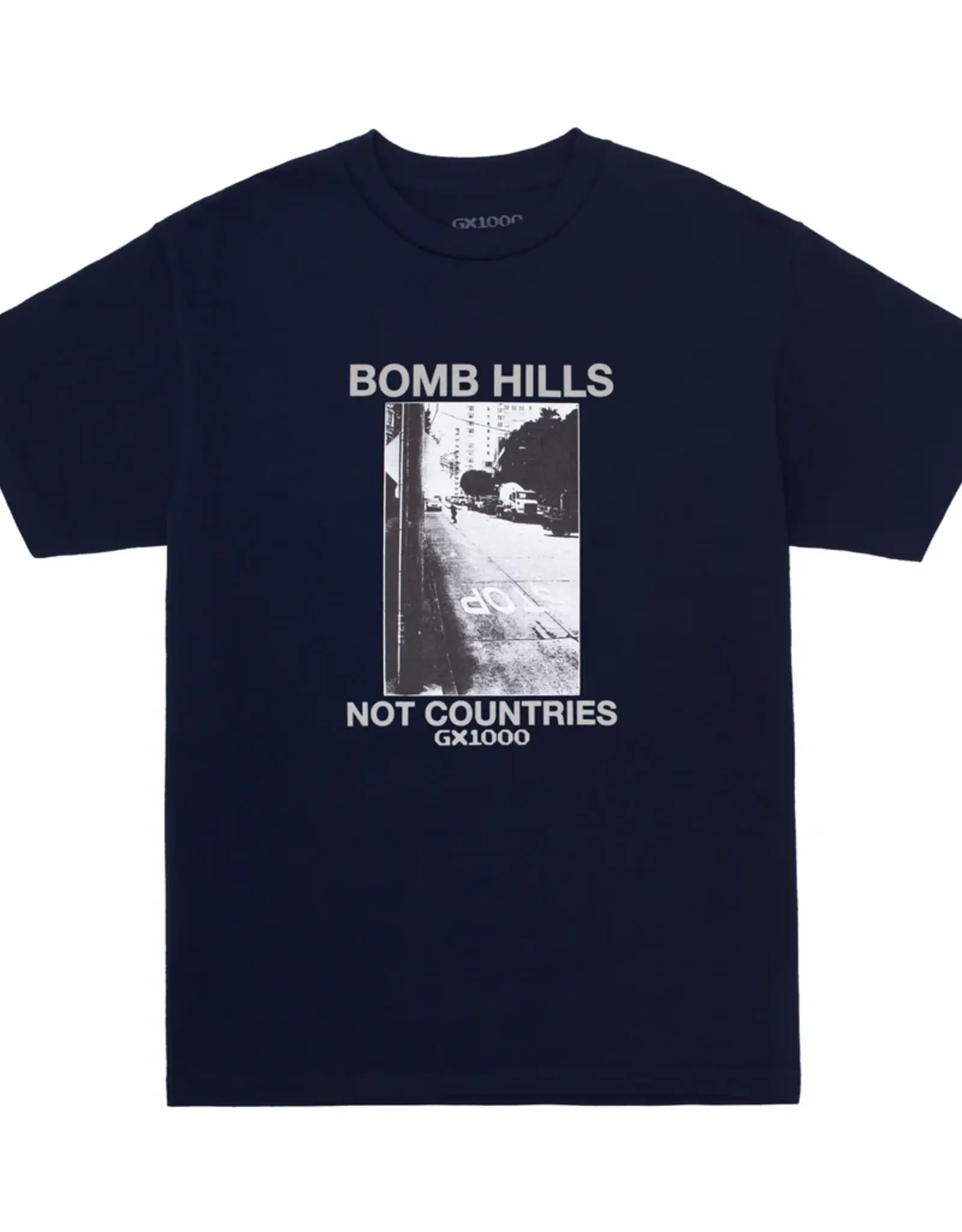 GX1000 Bomb Hills Not Countries Tee - Navy w/ Grey