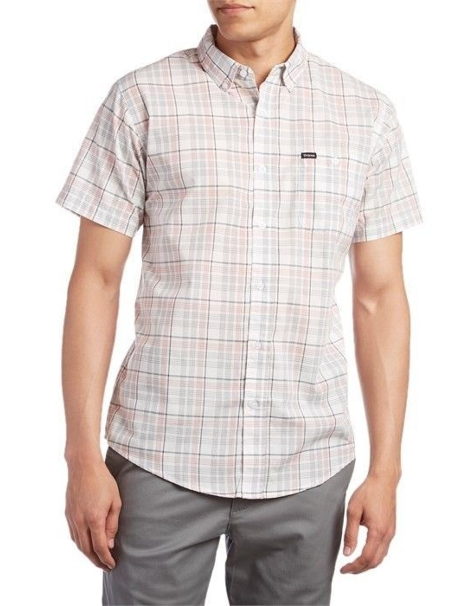 BRIXTON BRIXTON HOWL S/S BUTTON - WHITE/BLACK/RED