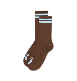 Happy Sad Rib Socks - Brown / Blue